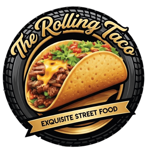 The Rolling Taco circular brand mark with taco illustration and tire motif